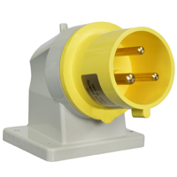 Pin and Sleeve Inlet Devices 888-611316 IEC 60309 Surface Mount Inlet Down Angled Type, IP44 Rated, 20 Amp 120 Volt, 4H, IEC 309 International Pin and Sleeve Devices 